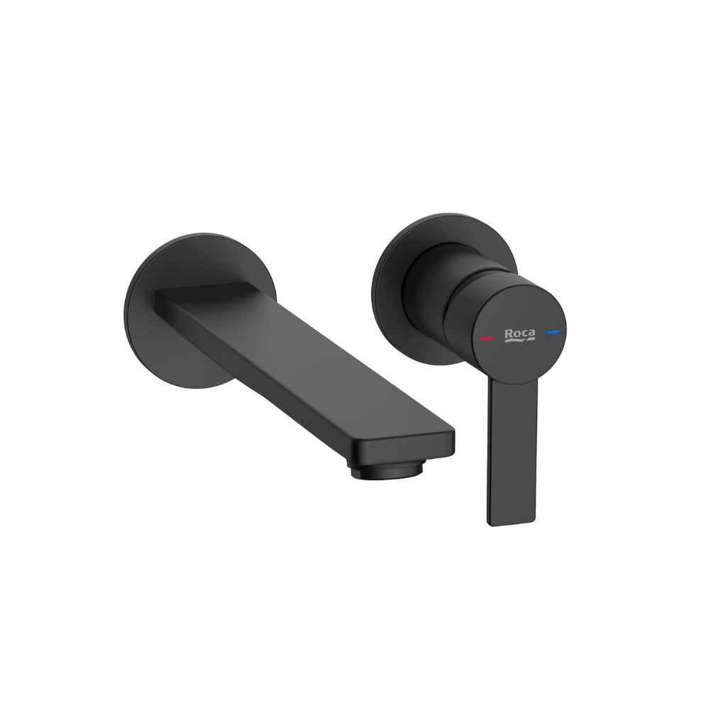 Cut out image of the Roca Targa Matt Black Wall Mounted Basin Mixer Tap